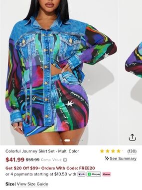 Multi-Color Printed Denim-Style 2 Piece - Women